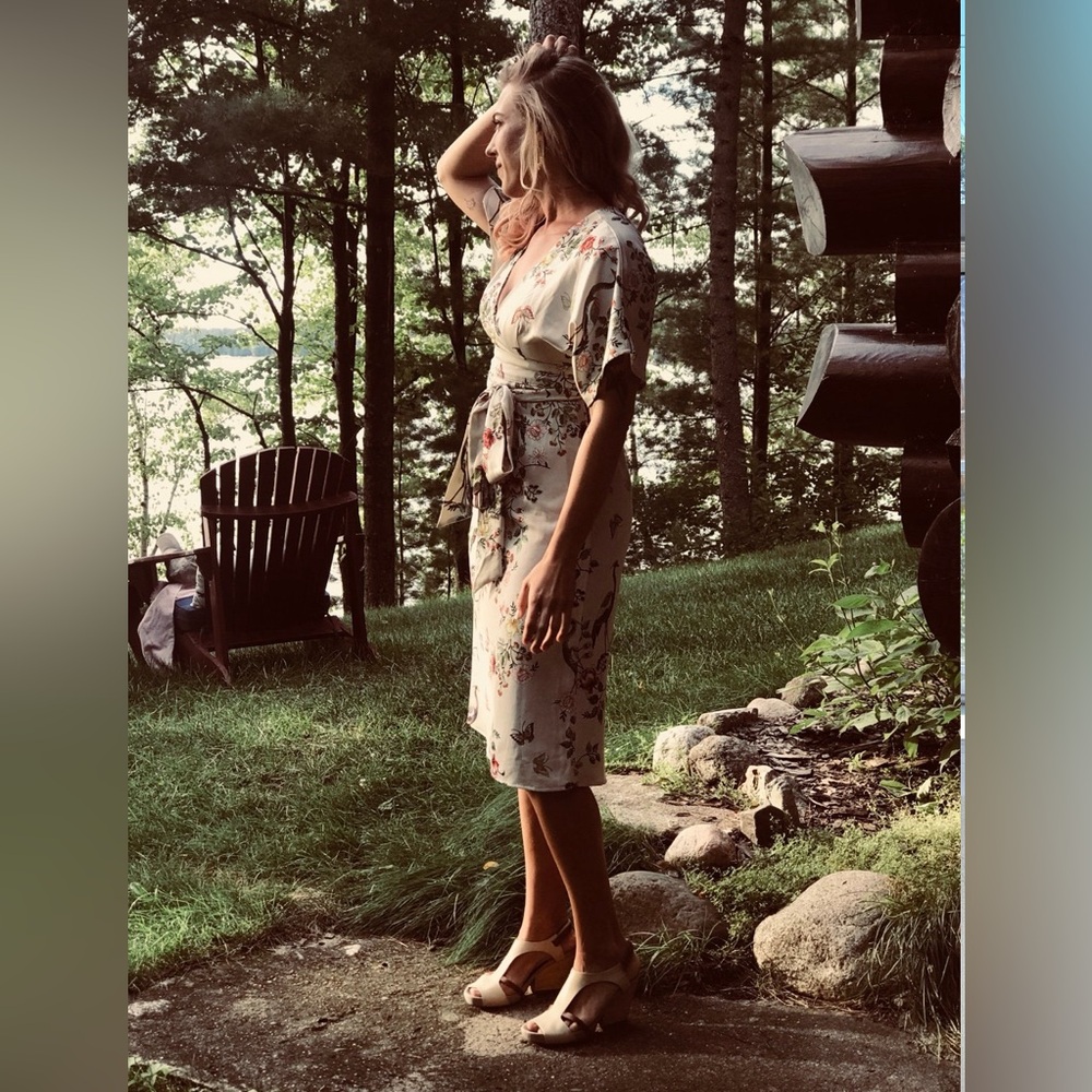 Heavy satin floral dress